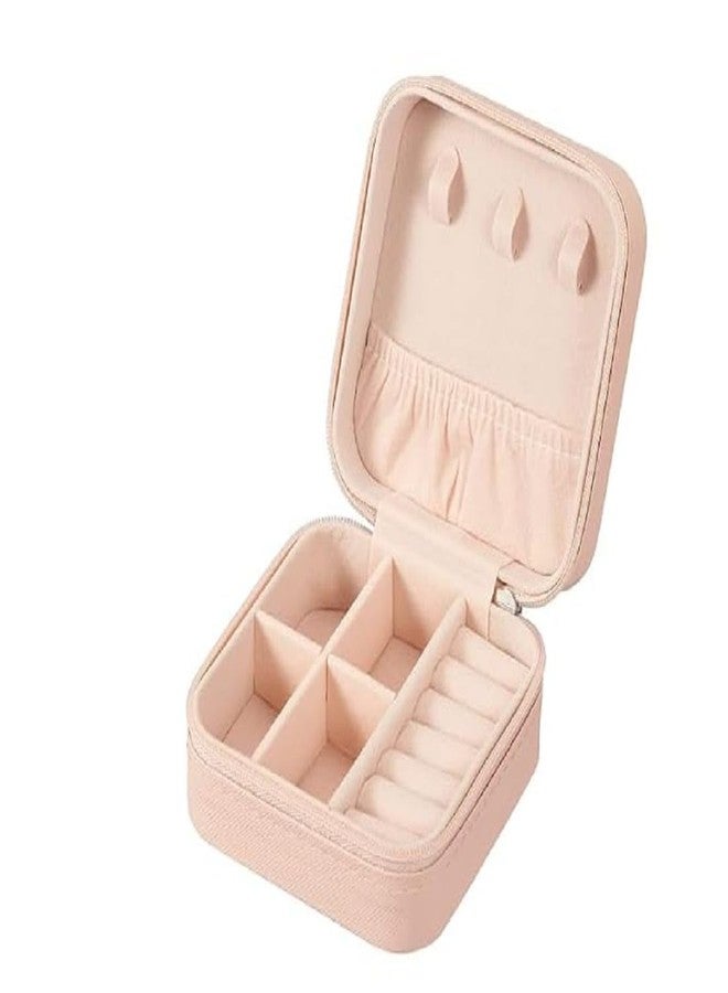 Rinpoche Portable Jewellery Box with Multiple Compartments, Pink Leather - Image 1