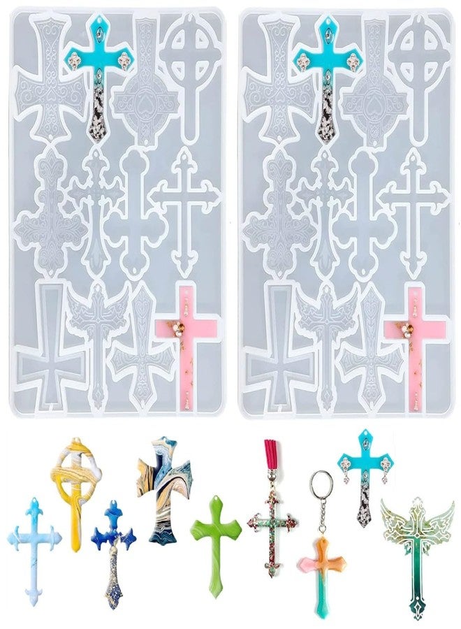 Elinka Cross Silicone Resin Molds,2 Pcs Epoxy Resin Cross Mold Polymer Clay Molds for Keychain DIY Craft Necklace Jewelry Pendant Making Gifts - Image 1