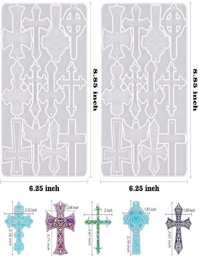 Elinka Cross Silicone Resin Molds,2 Pcs Epoxy Resin Cross Mold Polymer Clay Molds for Keychain DIY Craft Necklace Jewelry Pendant Making Gifts - Image 2