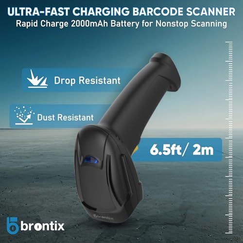 Brontix X2-Cordless 2D & 1D Super Fast Barcode Scanner Wireless & Wired 2.4GHz | QR Code Scanner Rechargeable | USB Handheld Barcode Reader with Induction Scanning, Built-in Light, ABS Body | - Image 5