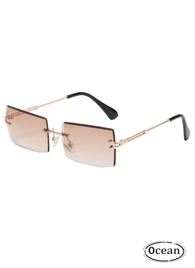Ocean - Trendy Rimless Vintage Square Sunglasses - Image 1