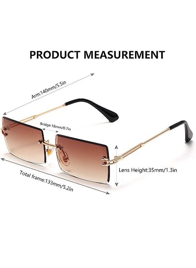 Ocean - Trendy Rimless Vintage Square Sunglasses - Image 1