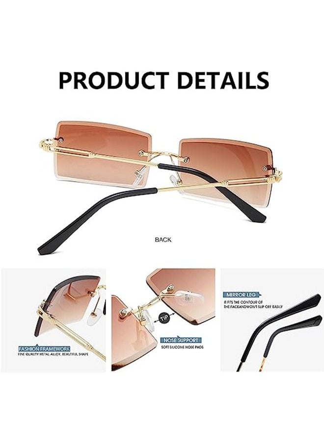 Ocean - Trendy Rimless Vintage Square Sunglasses - Image 1