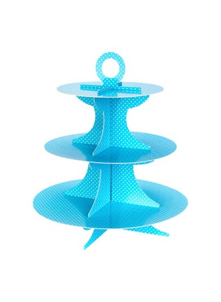 3 Tier Cardboard Cupcake Stand - Turquoise with White Polka Dots - Cupcake Holder - Pastry Display - 13 1/2" x 13 1/2" x 14" - 1ct Box - Pastry Tek - pzsku/Z73B7258B682EC1634107Z/45/1748264630/fa589e4d-5a1e-429c-903e-5fe3fd990cef