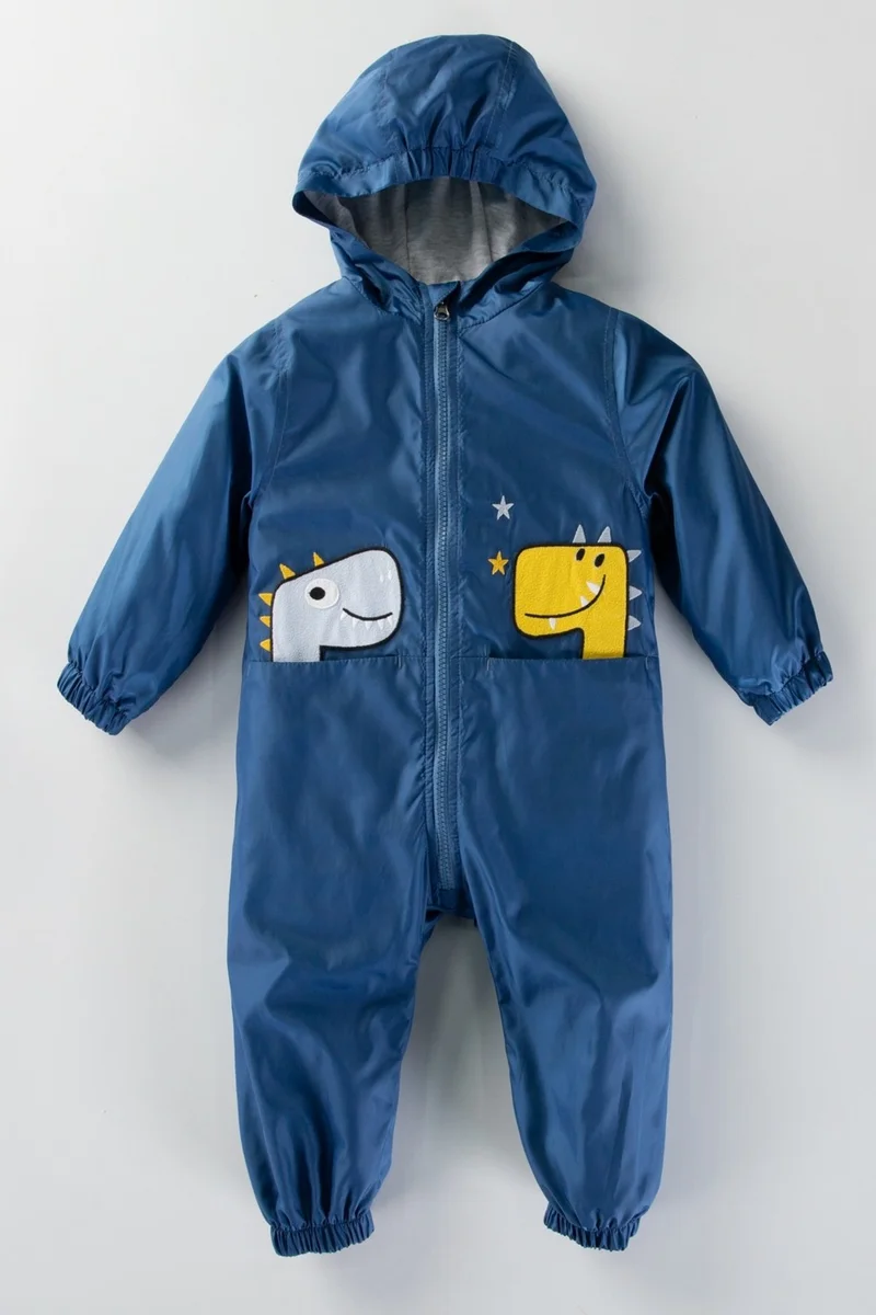 بوديوم جييم Podium Clothing Pocket Cute Dragons Cotton Lined Hooded Kids Raincoat Overalls Coat