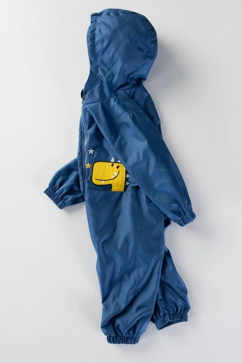 بوديوم جييم Podium Clothing Pocket Cute Dragons Cotton Lined Hooded Kids Raincoat Overalls Coat