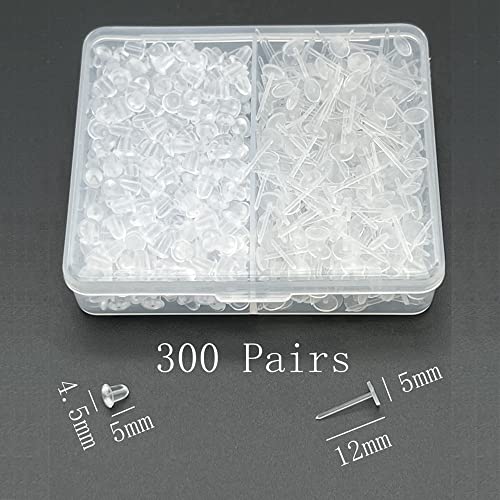 Chunney Clear Earrings for Work,300 Pairs Clear Stud Earrings and Earring Backs - Image 2