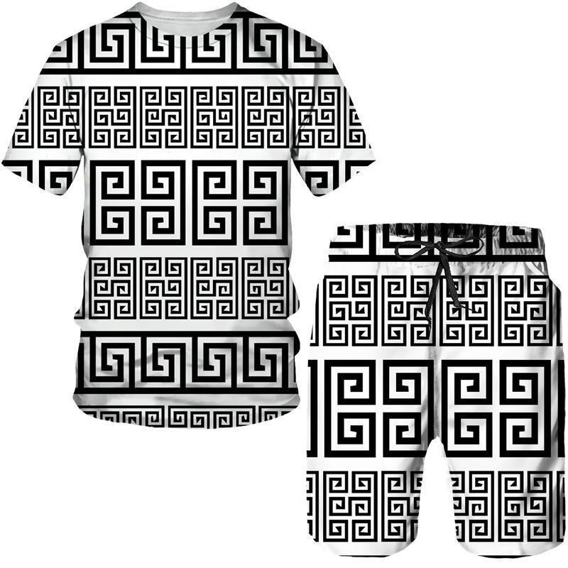European Code Hawaii Seaside 3D Printing Men'S Casual Loose Suit Beach Short Sleeve Shorts - Image 1
