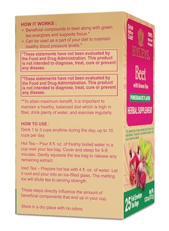 Hyleys Beet & Green Tea with Natural Pomegranate Flavor - Herbal Energy Tea - Supports Focus - 25 Tea Bags - (6 Pack - 150 Tea Bags Total) - Image 4