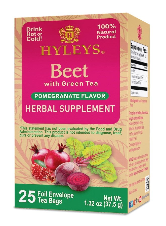 Hyleys Beet & Green Tea with Natural Pomegranate Flavor - Herbal Energy Tea - Supports Focus - 25 Tea Bags - (6 Pack - 150 Tea Bags Total) - Image 2