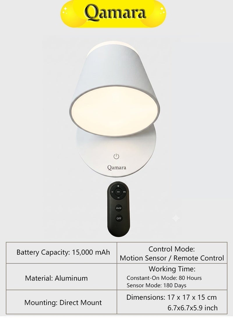 QAMARA 15000mAh Rechargeable LED Wall Light - Smart Motion Sensor Lamp - Wireless Dimmable Spotlight - Image 2