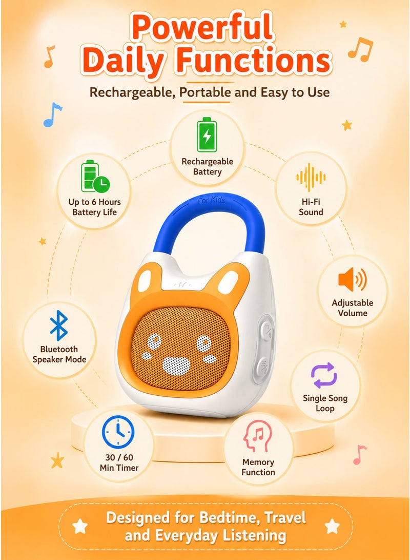 Alilo Pocket Bunny Portable Story Music Player for Kids 3-8 Years, Bluetooth Kids Audio Player with 120+ Built-In Stories, Nursery Rhymes, Lullabies and White Noise, Supports Custom Content Upload, Rechargeable Screen-Free Music Speaker, Lightweight Travel Companion with Lanyard Strap, Hanging Ring and USB Charging Cable for Bedtime, Stroller, Car Seat, Backpack and Daily Play - Image 5