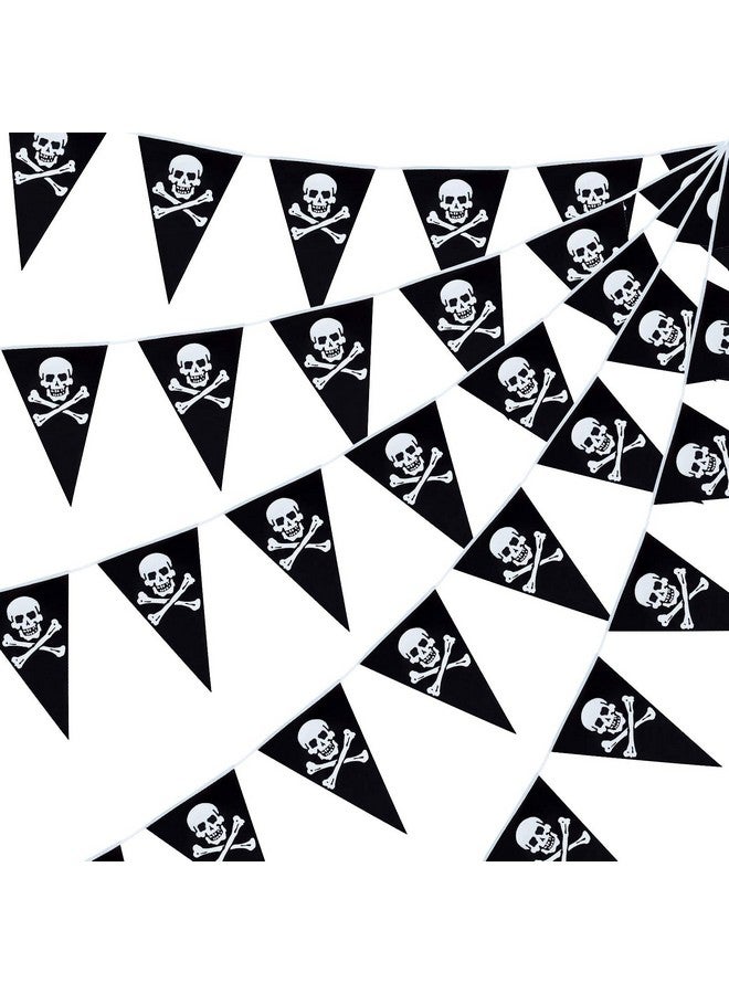 Tatuo 60 Pcs Pirate Banner Skull Pirate Flag Birthday Party Decorations Jolly Roger Ship Triangle Pennant Bunting Decor for Wedding Celebration Decor Outdoor Party Supplies - Image 1
