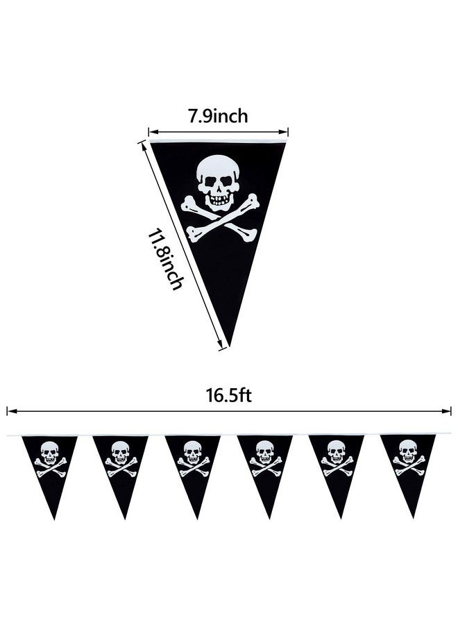Tatuo 60 Pcs Pirate Banner Skull Pirate Flag Birthday Party Decorations Jolly Roger Ship Triangle Pennant Bunting Decor for Wedding Celebration Decor Outdoor Party Supplies - Image 2
