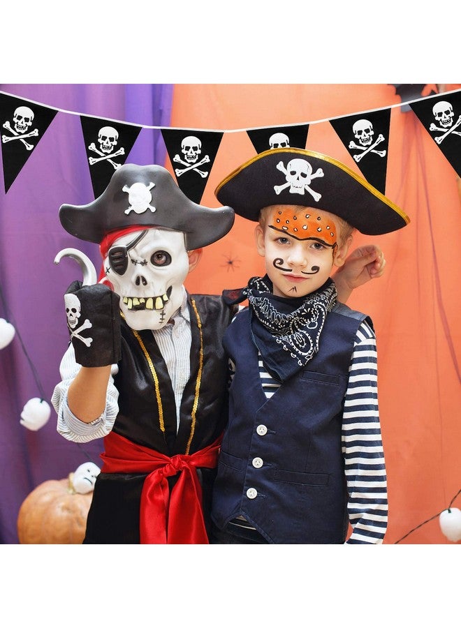 Tatuo 60 Pcs Pirate Banner Skull Pirate Flag Birthday Party Decorations Jolly Roger Ship Triangle Pennant Bunting Decor for Wedding Celebration Decor Outdoor Party Supplies - Image 4