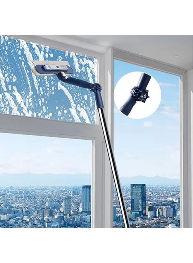 4 في 1 ممسحة نافذة تلسكوبية مع عماد تمديد رأس دوار أزرق 66.93 بوصة - Image 5
