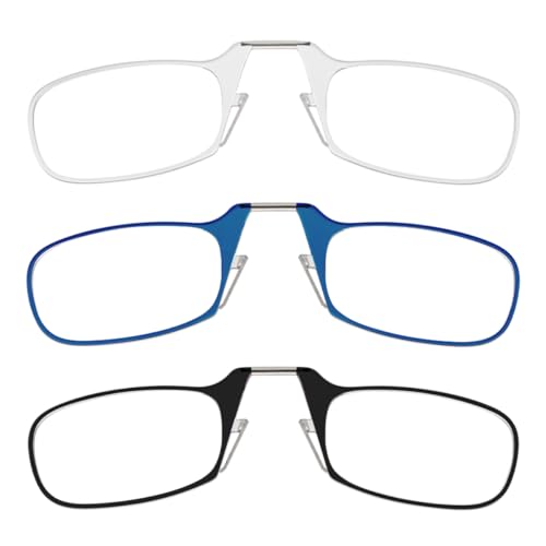 ThinOptics Readers Rectangular Reading Glasses, 3 Pack-Black, Clear, Blue, 44mm + 2 - Image 1