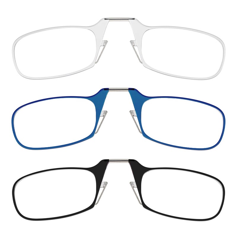 ThinOptics Readers Rectangular Reading Glasses, 3 Pack-Black, Clear, Blue, 44mm + 2 - Image 5