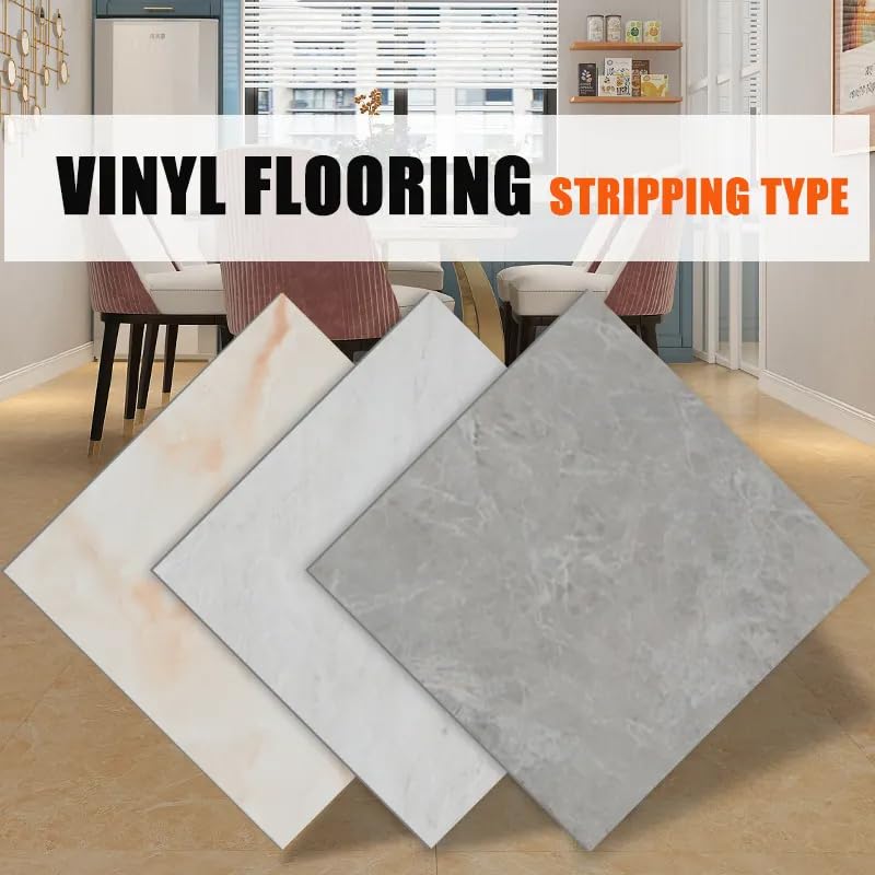 STORE 2508 Store2508 Vinyl PVC Flooring Tiles Textured Marble Pattern Self Adhesive Peel & Stick Vinyl Flooring, 8 Tiles, 18 Square feet (Grey Marble) - Image 3