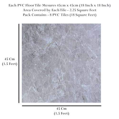 STORE 2508 Store2508 Vinyl PVC Flooring Tiles Textured Marble Pattern Self Adhesive Peel & Stick Vinyl Flooring, 8 Tiles, 18 Square feet (Grey Marble) - Image 2