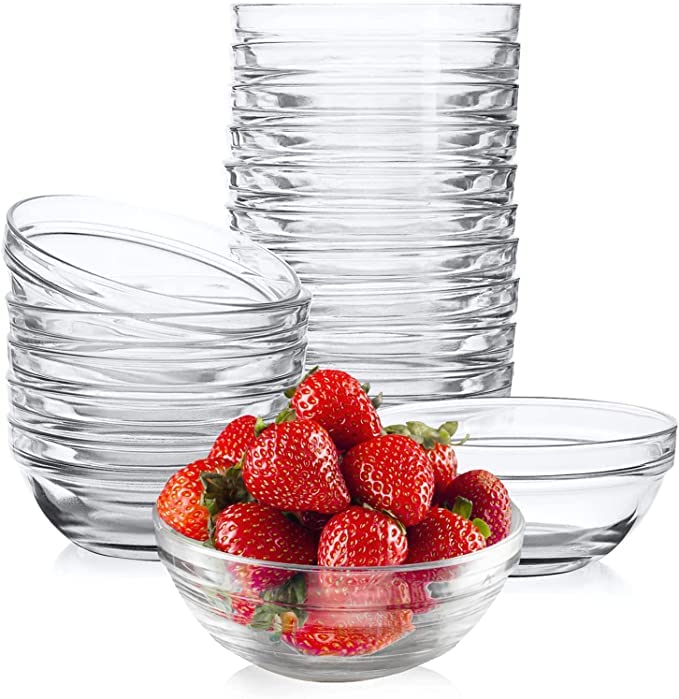 GLASSIMON طقم وعاء زجاجي GLASSIMON لسلطة وحلويات زجاجي سعة 510 مل مجموعة من 6 وعاء زجاجي شفاف مقوى بحجم 13 سم قطر - Image 1
