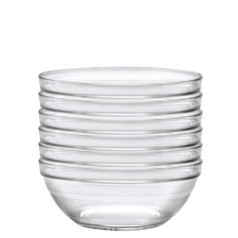 GLASSIMON طقم وعاء زجاجي GLASSIMON لسلطة وحلويات زجاجي سعة 510 مل مجموعة من 6 وعاء زجاجي شفاف مقوى بحجم 13 سم قطر - Image 3