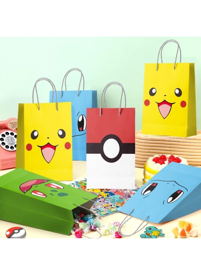 ILovhaprty Pikachu Party Favors for 12 Guests, 110pcs All-in-One Pikachu Birthday Party Gift Set – Pokémon Party Favor Bags, Stickers, Keychains, Seal, Badge, Slap Bands - Image 5
