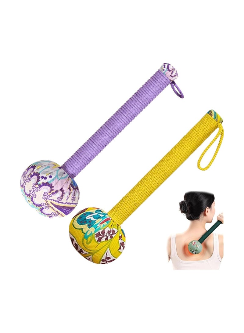 general Massage Hammer, Manual Massage Hammer, 2-Pack Extended Handheld Massager for Back, Arms & More (Purple + Yellow) - Image 1