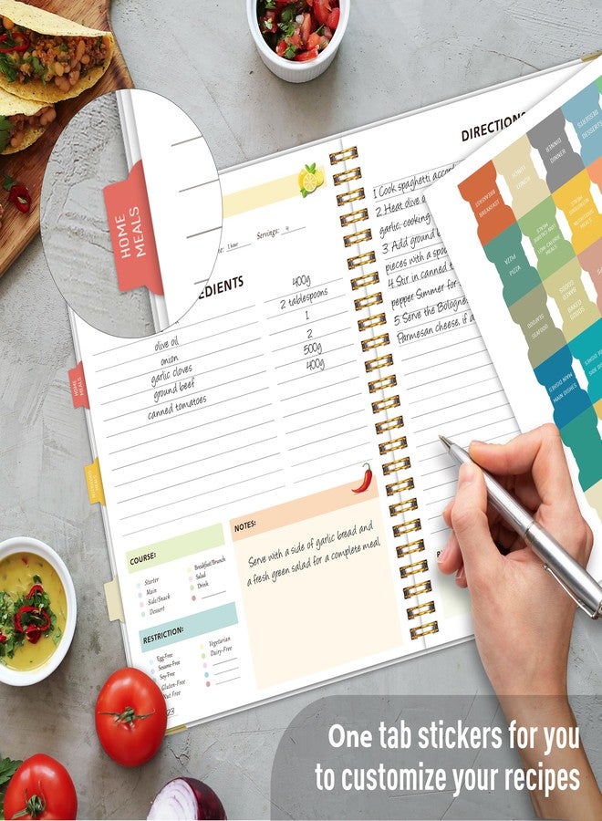 KAICN Blank Recipe Book & Cookbook with Frosted Plastic Cover, Meal Planner & Conversion Charts, Spiral-Bound Durable Kitchen Gift - Image 3