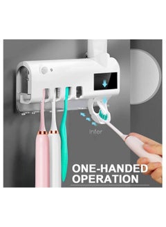ELTRAZONE Smart Toothbrush Holder and Toothpaste Dispenser, Bathroom Toothbrush Holder Wall Mounted Toothpaste Dispenser with Rechargeable Solar Powered Rechargeable, USB Charging for Family Bathroom  - Image 2