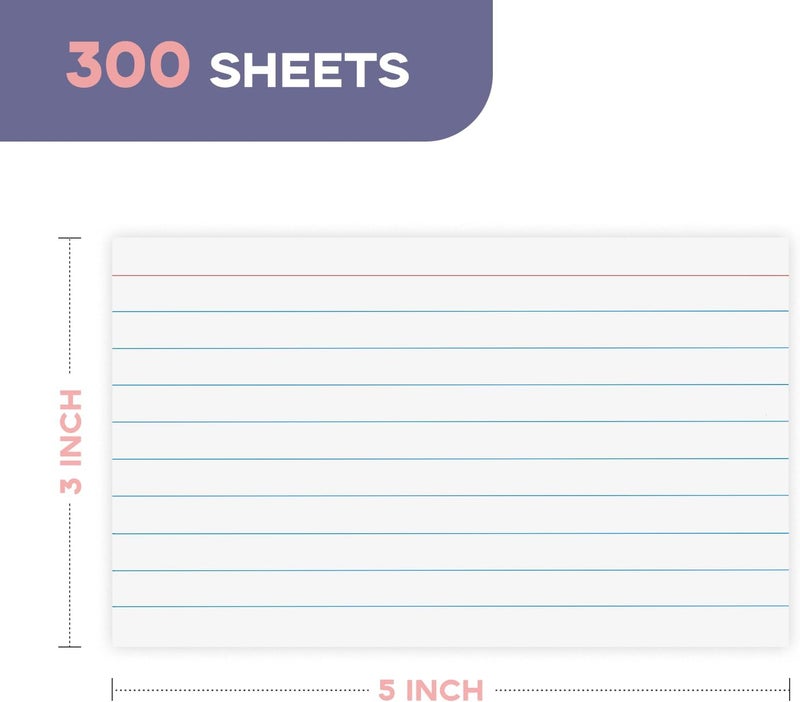 Goefun 300 PCS Index Cards 3x5 Ruled - White Lined Note Cards 3 x 5 Flashcards for Studying, Note Taking and To Do List - Image 2