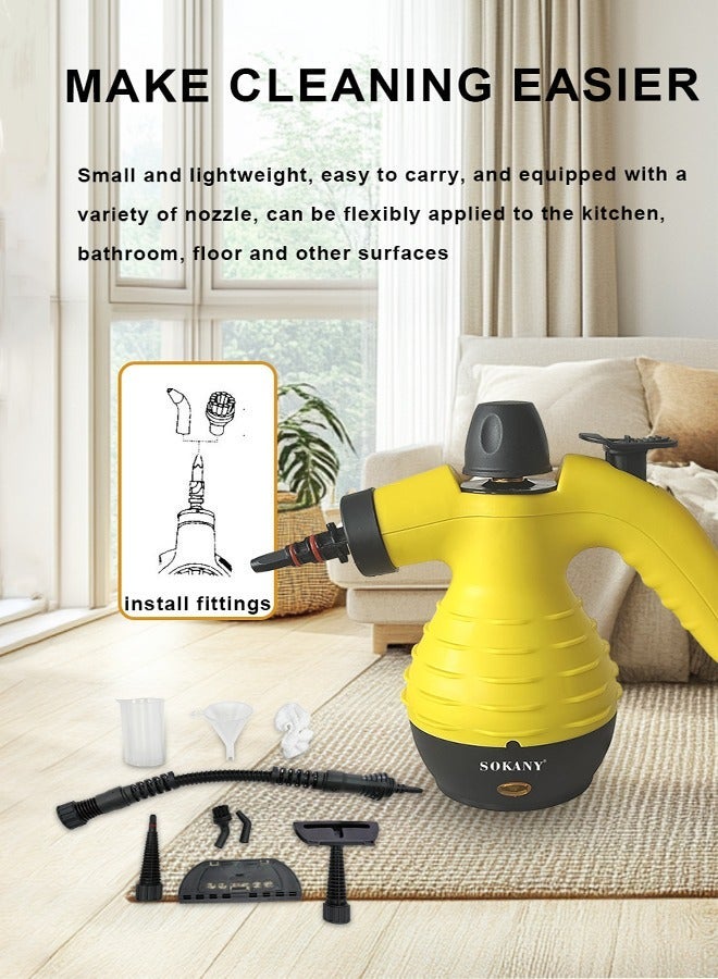 sokany Handheld Steam Cleaner,2000W Pressurized Handheld Steam Cleaner with 9 PCS Accessories & Safety Lock,Multi-Purpose & Powerful Home Use Steamer for Cleaning,Stain Removal, Curtains, Car Seats, Floor, Carpet, Window Cleaning,SK-13061 - Image 5