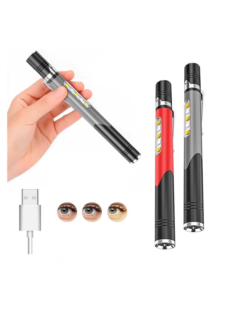 Rechargeable LED Pen Light 2-Pack with COB - 4 Modes, Super Bright 500 Lumens Pocket Flashlight, Waterproof, Ideal for Indoor, Outdoor, Work, Repair, Emergency, Nurses, and Doctors - Image 1
