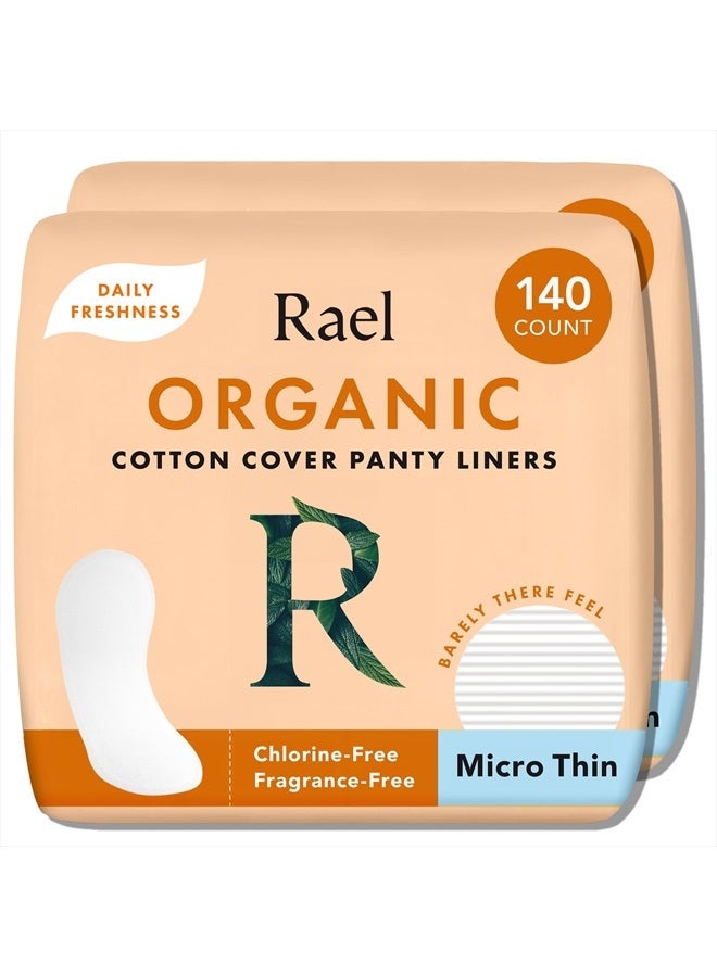 Rael Panty Liners for Women, Organic Cotton Cover - Thin Pantiliners, Light Absorbency, Unscented, Chlorine Free (Micro Thin, 280 Count) - Image 1