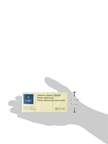 Business Source Yellow Repositionable Adhesive Notes - 1.88" x 1.38 (36610) - Image 4