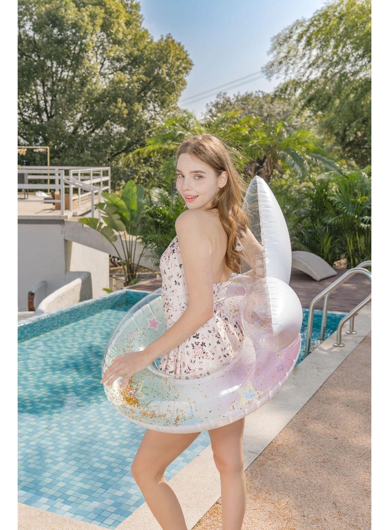 Y&D Giant Mermaid Tail Pool Float PVC Inflatable Floats Mermaid Swimming Ring for Women Light Pink 70CM - Image 4