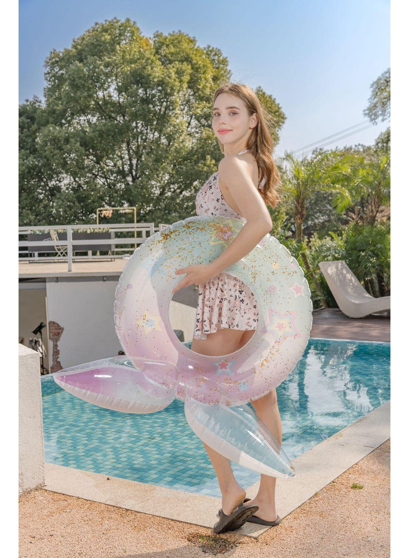 Y&D Giant Mermaid Tail Pool Float PVC Inflatable Floats Mermaid Swimming Ring for Women Light Pink 70CM - Image 5