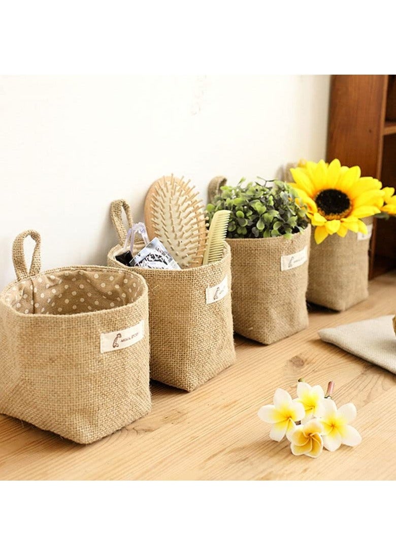 Bukela 3/6Pcs Cotton Storage Basket Cotton Storage Bag Hanging Wall Closet Storage Bag Linen Storage Baskets for Wall Door Closet (3pcs-Beige) - Image 3