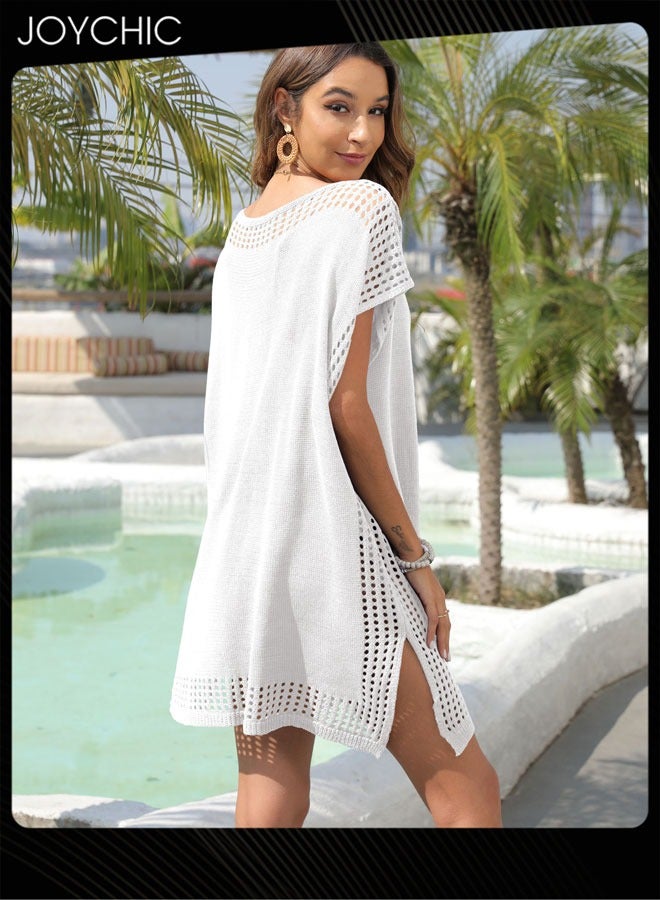 Joychic غطاء شاطئي صيفي غير رسمي للنساء بفتحة عنق على شكل V بأكمام قصيرة فضفاضة لحماية من الشمس وقابل للتنفس لحمام السباحة - Image 4