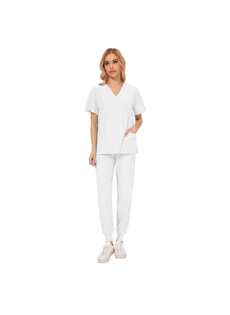 Generic New Summer Casual Womens Medical Scrubs Set 42109-White 