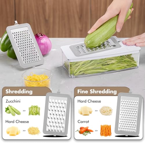 Geedel Vegetable Cutter, Onion Cutter Pro Food Chopper, Kitchen Vegetable Slicer Dicer Cutter Grater, Veggie Chopper with container for Salad Onion Potato Carrot (4 in 1, White) - Image 3