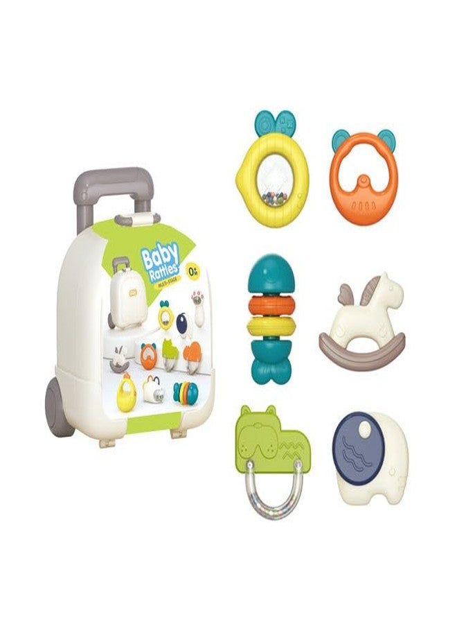 Slipps Baby Rattle Toys 0-6 Months, Teething Toys 3-6 Months, Infant Rattles Teethers 6 Pieces Set with Case for Newborn Babies 0-12 Months Boys and Girls