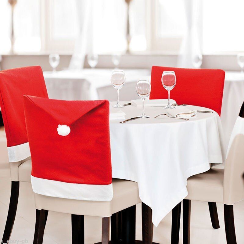 Christmas decorations Creative arrangement of holiday party table and chair sets Restaurant chair sets Christmas hats - Image 3