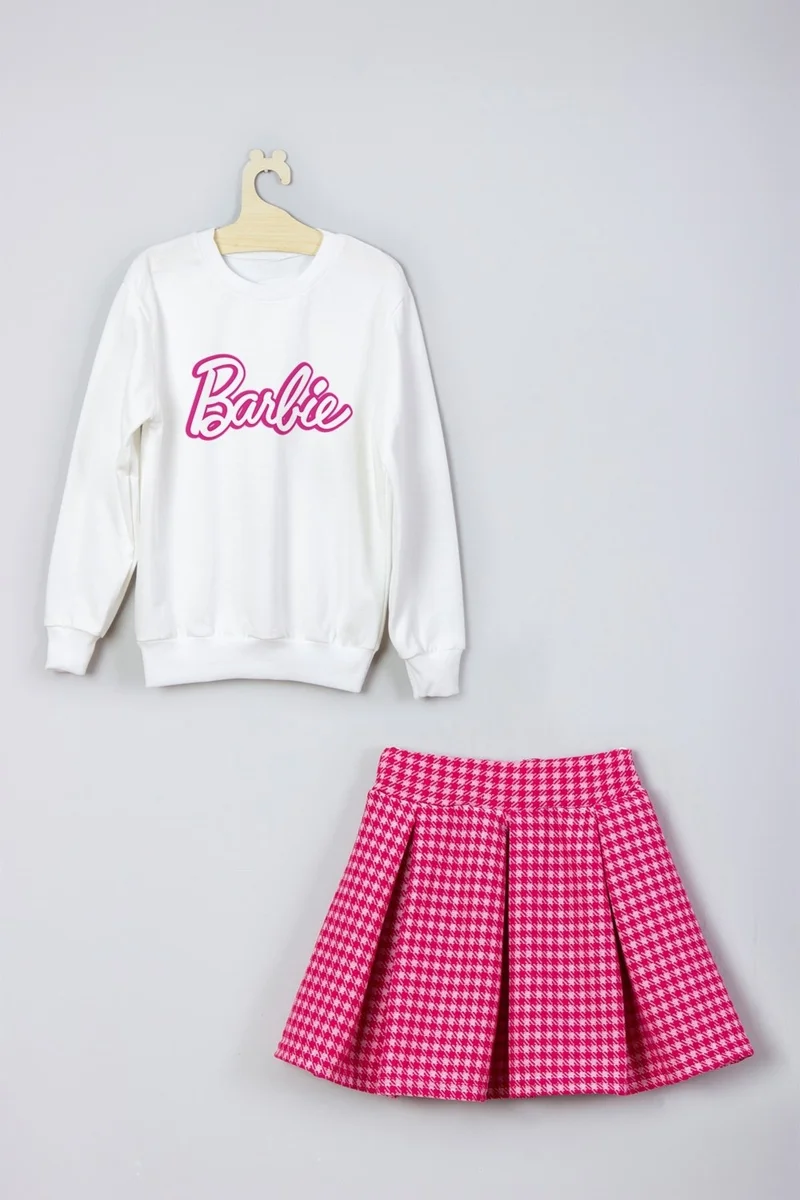 Ada Bebek Çocuk Ada Baby Kids New Season Barbie Printed Skirt Sweat Suit