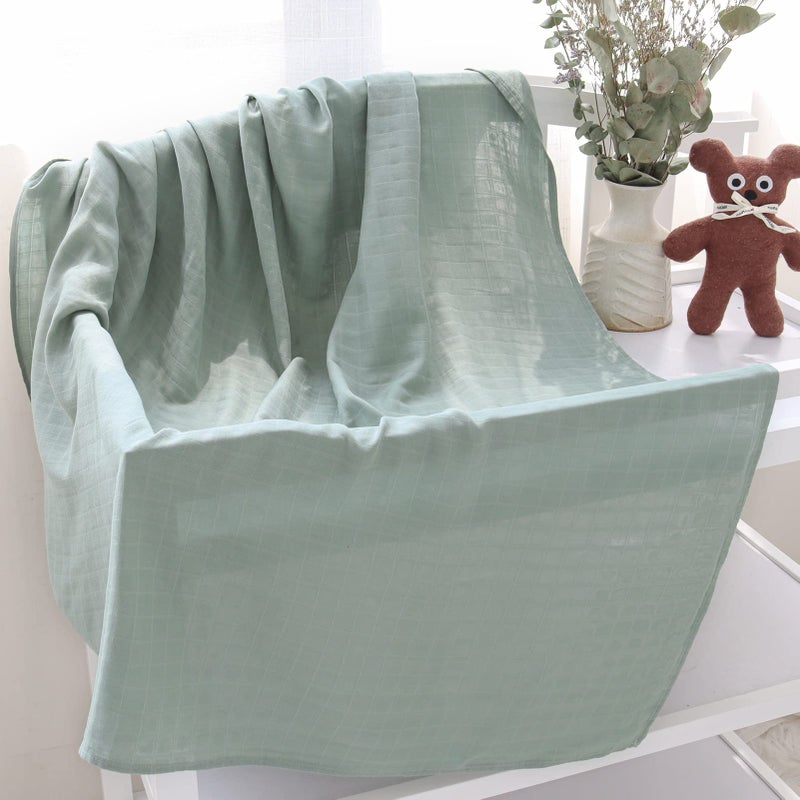LifeTree Muslin Swaddle Blankets, 2 Pack Baby Swaddling Receiving Blanket for Boys & Girls, 70% Viscose from Bamboo & 30% Cotton, Large 47" X 47" Eucalyptus Leaves/Sage - Image 3