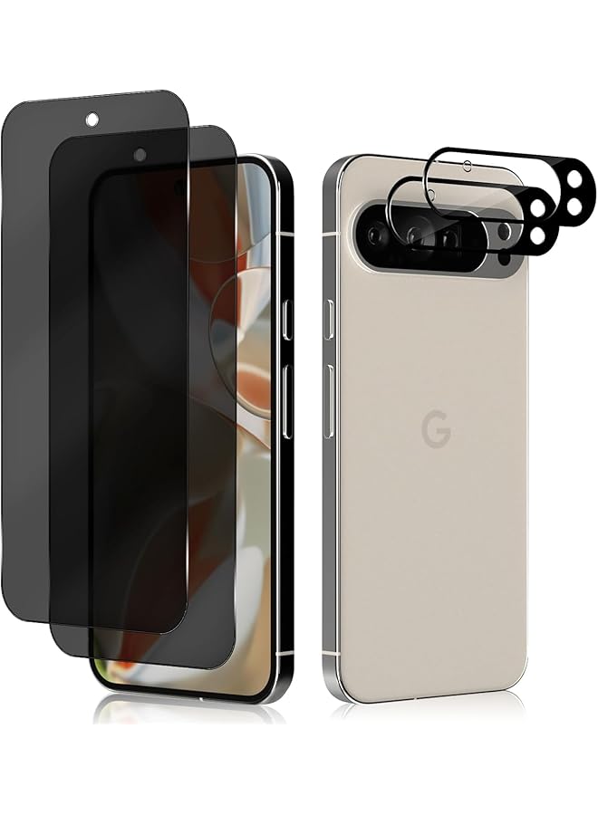 erorex Privacy Screen Protector + Camera Lens Protector Compitable With Google Pixel 9 Pro Xl 2+2 Pack 9H Hardness Anti Spy Tempered Glass For Google Pixel 9 Pro Xl  - Image 1