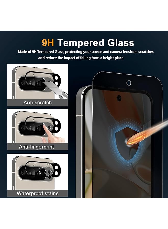 erorex Privacy Screen Protector + Camera Lens Protector Compitable With Google Pixel 9 Pro Xl 2+2 Pack 9H Hardness Anti Spy Tempered Glass For Google Pixel 9 Pro Xl  - Image 4