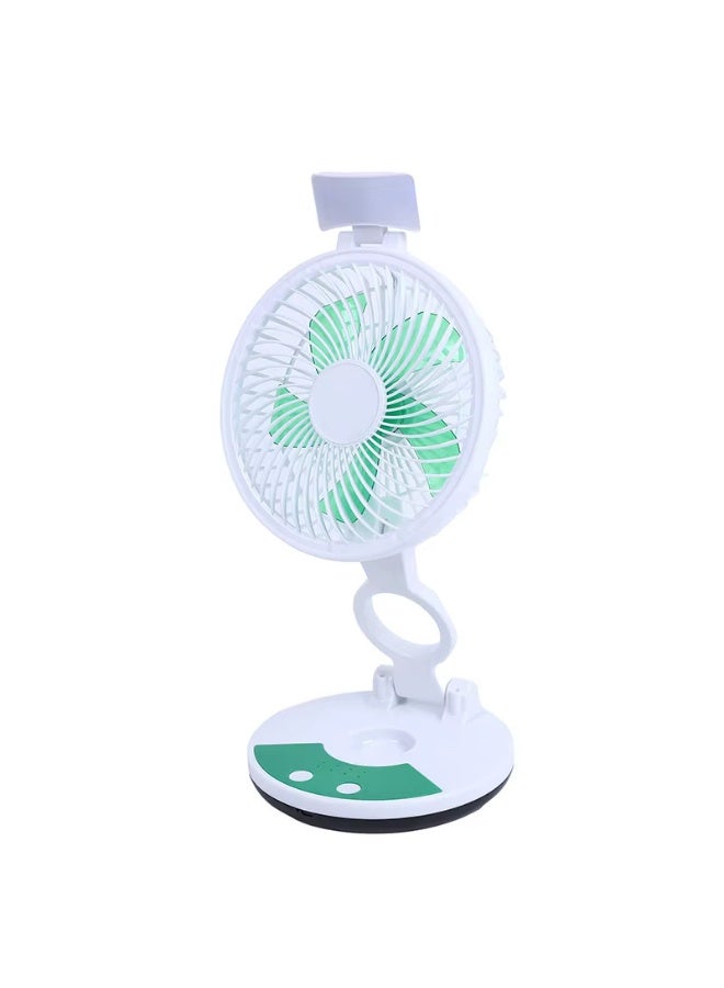 Portable Foldable Desk Fan with 4 Speeds and Powerful LED Light - USB Rechargeable Table Fan with Long Battery Life - Quiet Wall and Floor Fan with 4 Timer Levels - Ideal for Home, Office, and Emergencies - Image 1