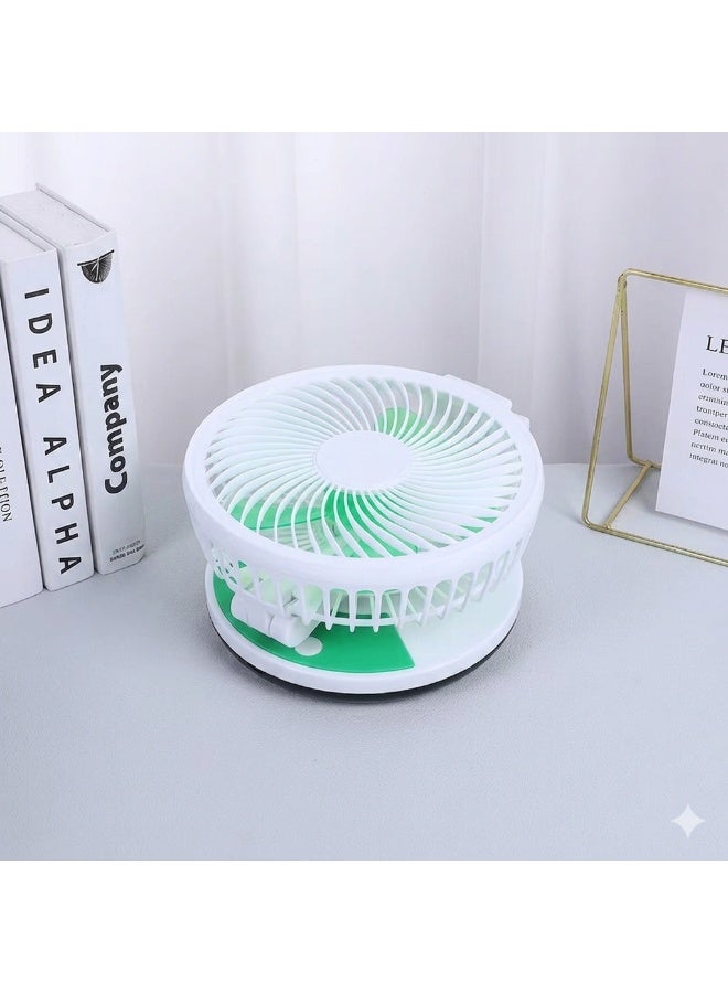 Portable Foldable Desk Fan with 4 Speeds and Powerful LED Light - USB Rechargeable Table Fan with Long Battery Life - Quiet Wall and Floor Fan with 4 Timer Levels - Ideal for Home, Office, and Emergencies - Image 3