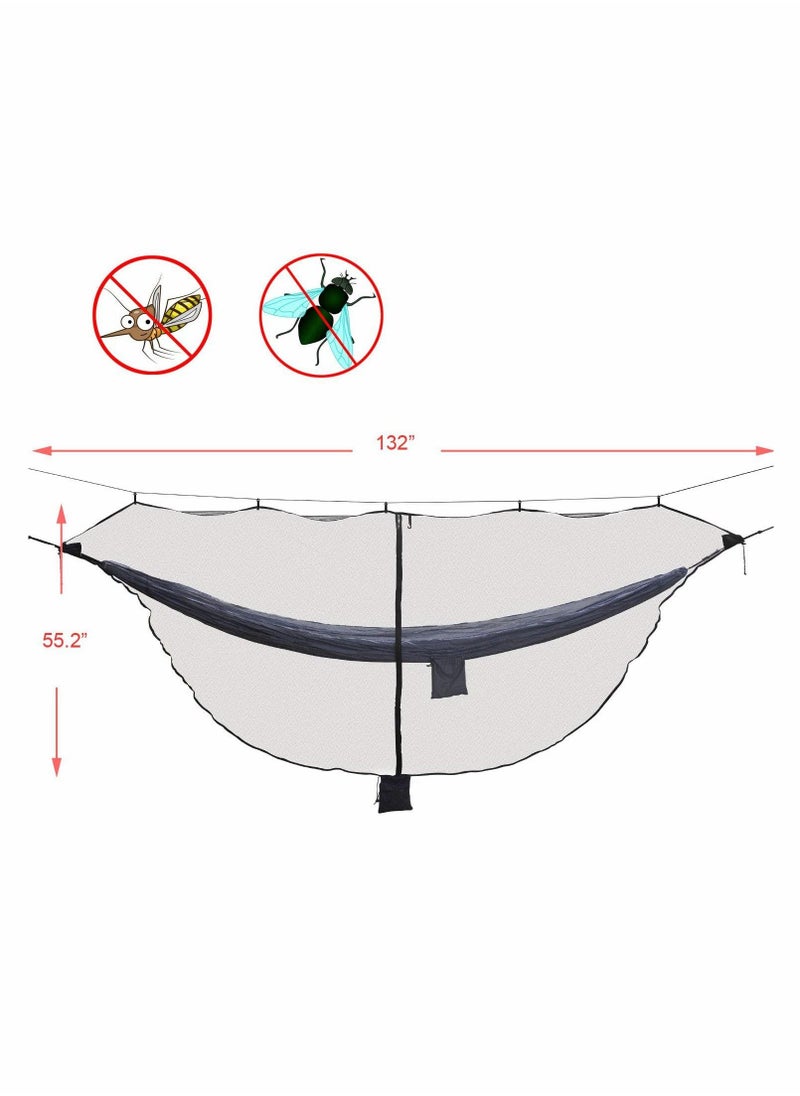 Mosquito net for Camping Hammock, Compact Lightweight Hammock Netting, 11' Long with Dual Sides Zippers Fits All Camping Hammocks
